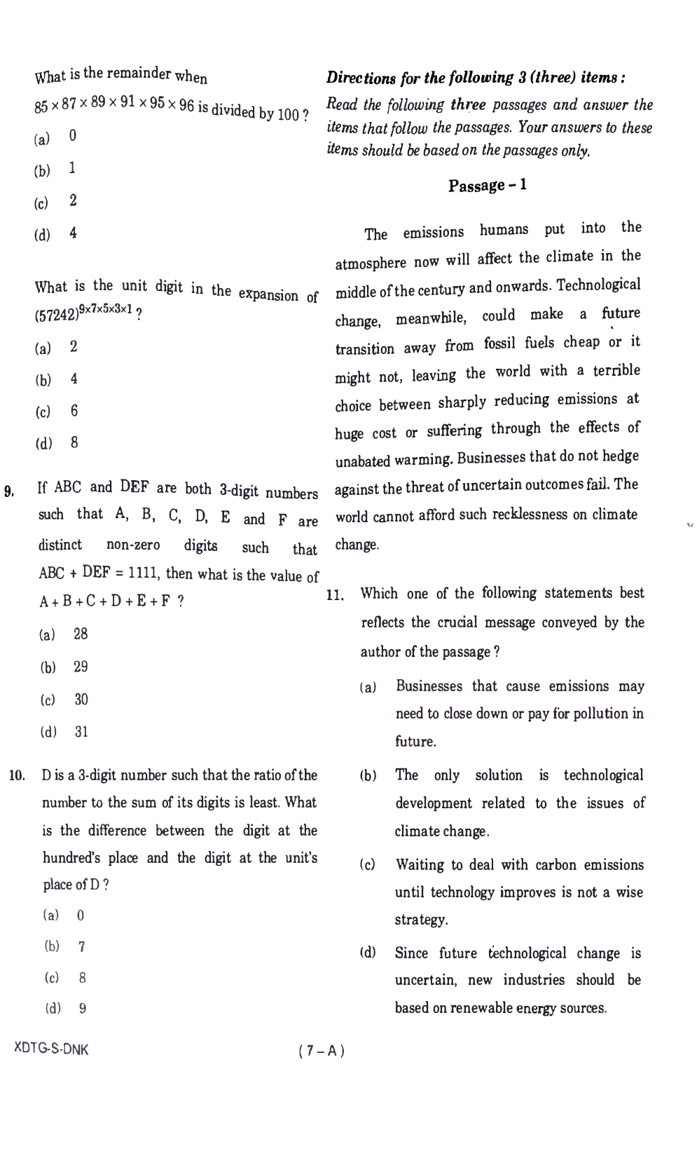 upsc csat 2023 question paper