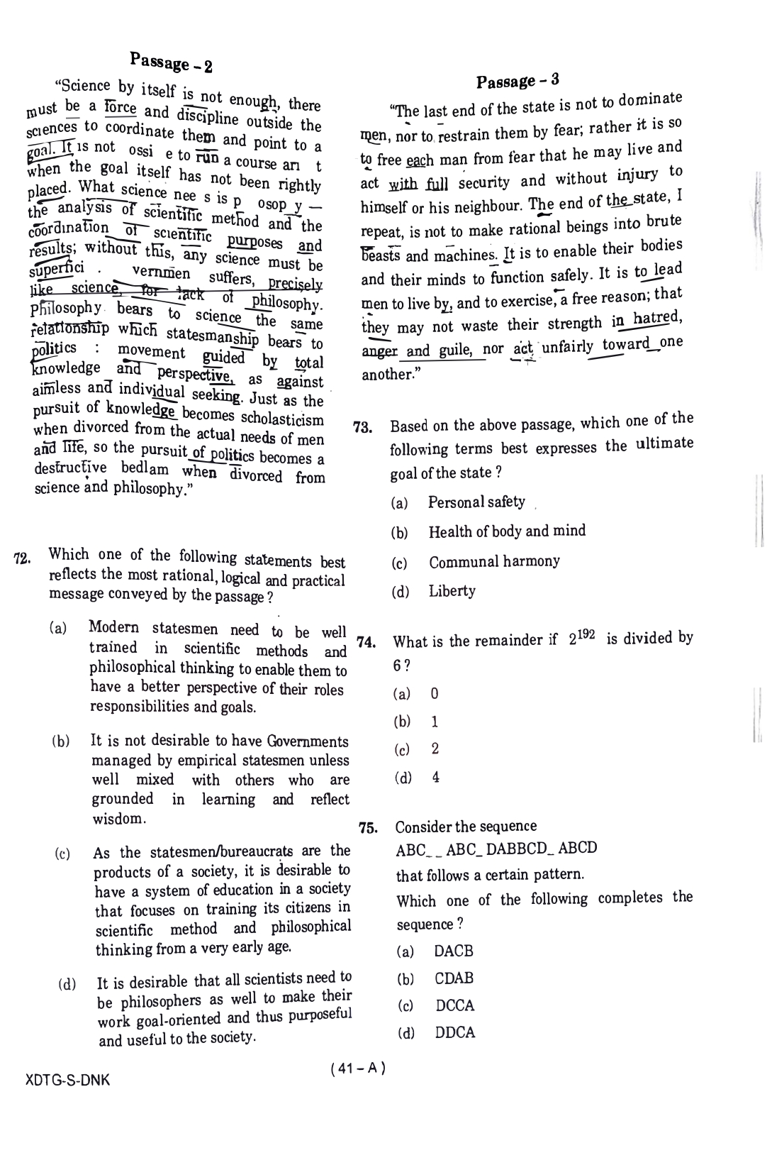 upsc csat 2023 question paper