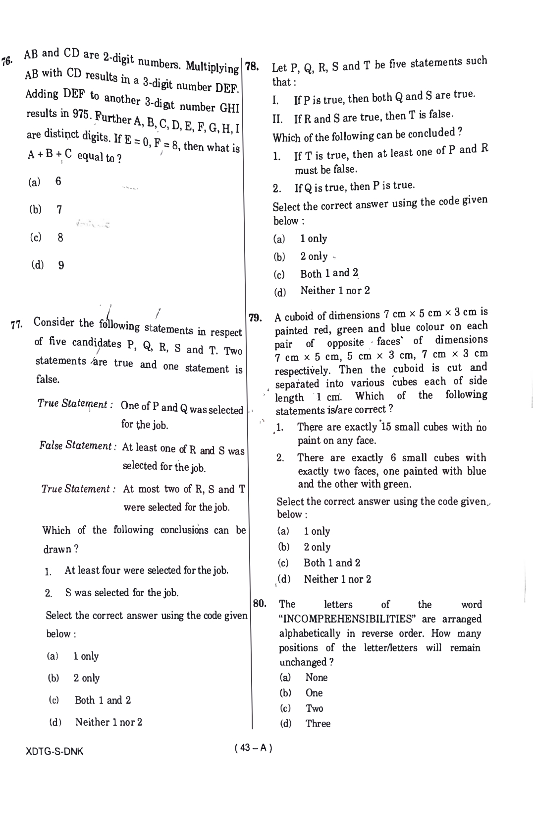 Upsc Csat 2023 Question Paper